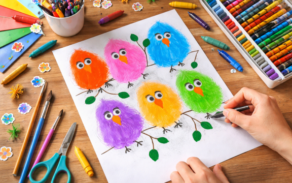 KINDERCLUB AKTION: WACHSMALSTIFT VOGEL