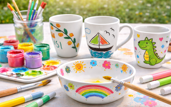 KINDER-TASSE ODER MÜSLISCHALE KUNTERBUNT BEMALEN